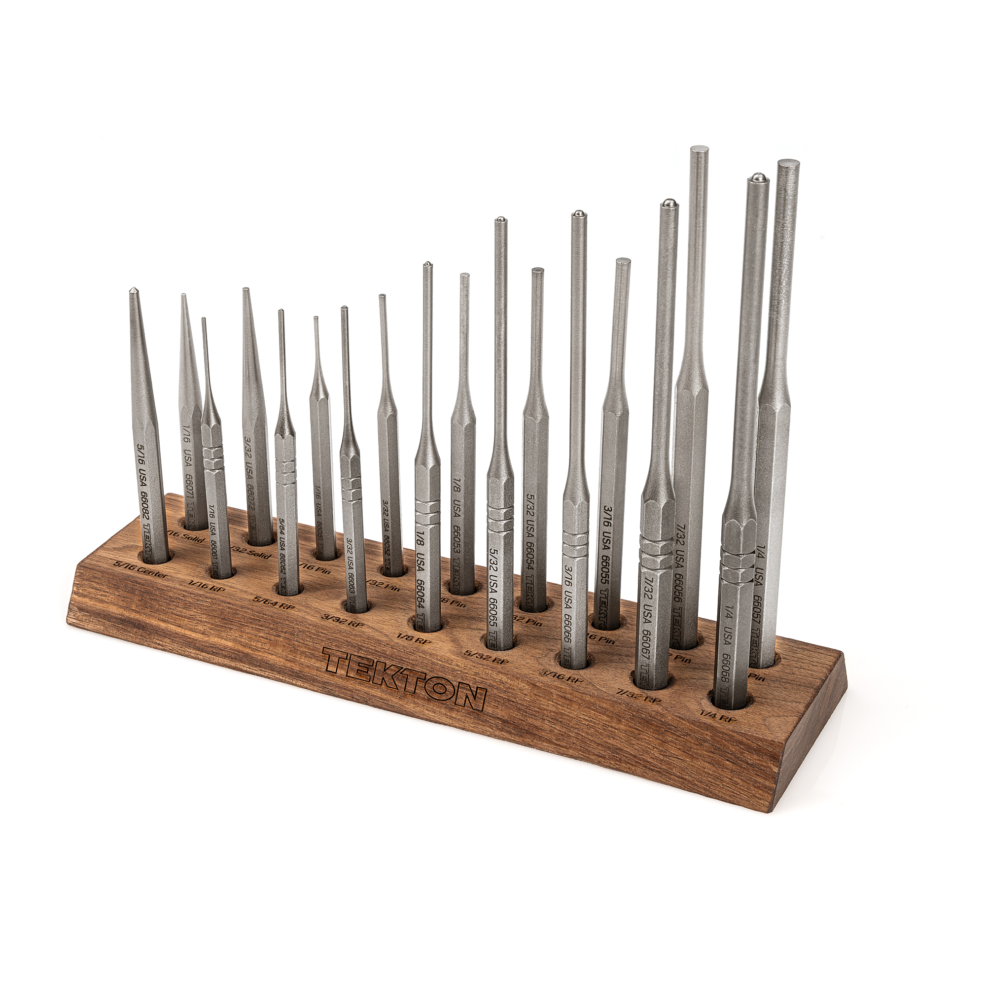 TEKTON Punch Set with Walnut Block (18-Piece) | 66564